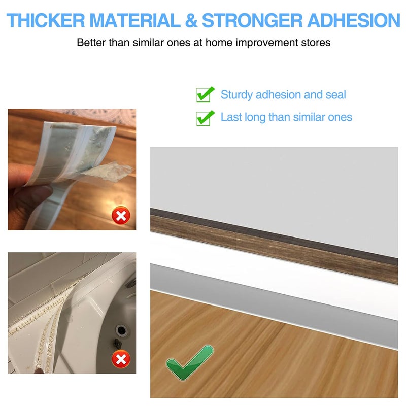 RHRVBSS White Caulking Tape for Toilet and Bathtub Self Adhesive, 1.5" x13.5Ft Sealant Caulk Strip Sealing Tape for Bathroom Peel and Stick Floor Shower Wall Tile and Kitchen Edge Protector - Image 5